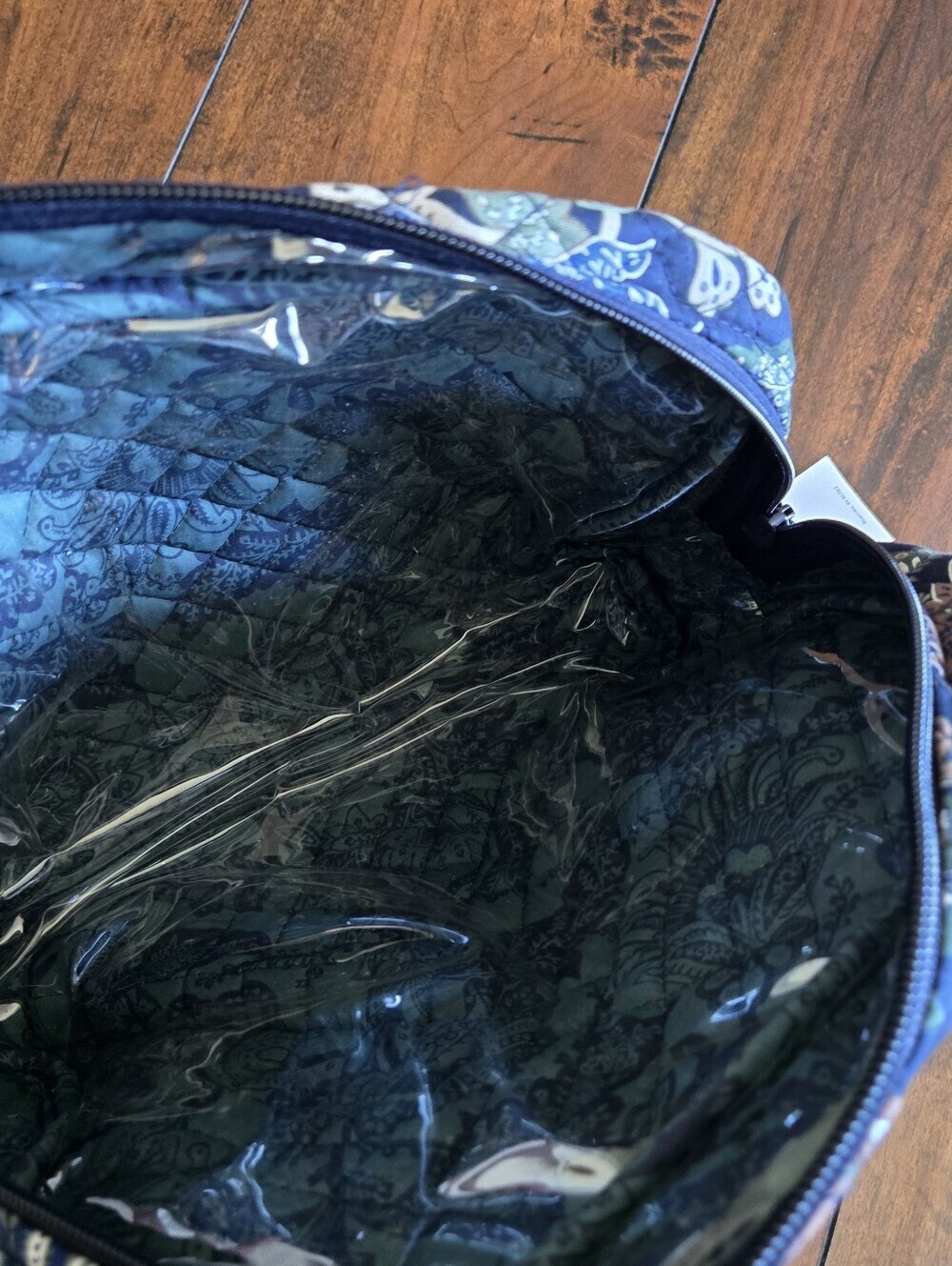 Vera Bradley Quilted Large Cosmetic Bag Java Navy Camo Floral Cotton Reimagined - Picture 9 of 12